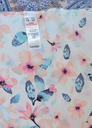 Легка красива блузка geogre кремового кольору з ліліями1️⃣1️⃣7️⃣легкая блуза цвета крем5 фото
