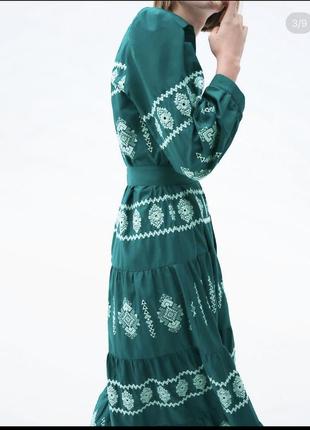 Платье рубашка с вышивкой миди вышиванка вышитое zara оригинал5 фото