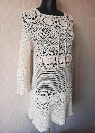 Шикарне жіноче вязане плаття туніка1 фото