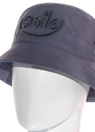 Панама котоновая с брендовой вышивкой в ярких летних цветах smile pd22923 темно-серый