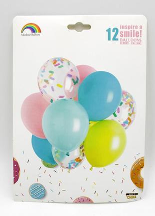 Набор из 12 воздушных шаров с конфетти для праздника из латекса (4 прозрачных + 8 непрозрачных) для фотозоны1 фото