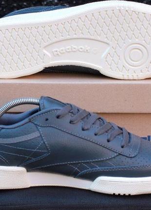 Демисезонные синие кроссовки кеды reebok classic сині чоловічі кросівки рібок класік з натуральної шкіри5 фото