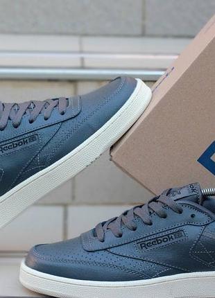 Демисезонные синие кроссовки кеды reebok classic сині чоловічі кросівки рібок класік з натуральної шкіри8 фото