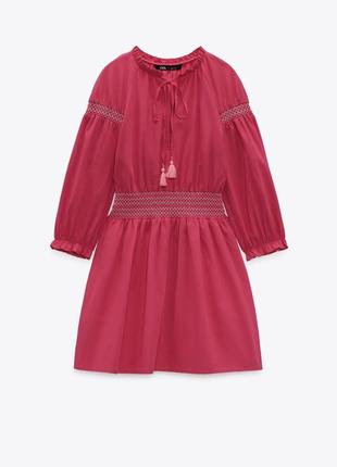 Сукня плаття zara рожева малінова міні вишивка коротке нова xs 34 зара1 фото