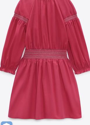 Сукня плаття zara рожева малінова міні вишивка коротке нова xs 34 зара6 фото