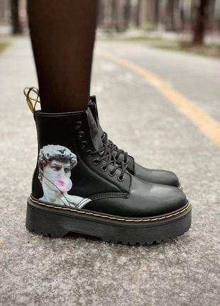 Жіночі ботінки  dr. martens jadon black (молния) женские ботинки мартинсы