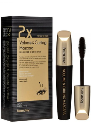 Тушь для ресниц “объем и подкручивание” farm stay 2x volume & curling mascara