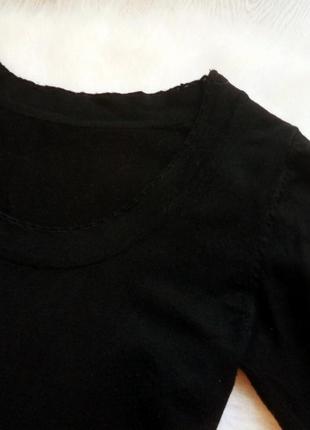 Чорне коротке плаття в'язане з вирізом декольте рукавами кишенями довгий светр3 фото