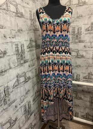 Сарафан   плаття трикотаж абстракція коротший по довжині спереду на резинці