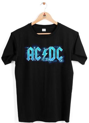 Футболка чорна з принтом "ac/dc (ей-сі/ді-сі) блакитна напис" push it