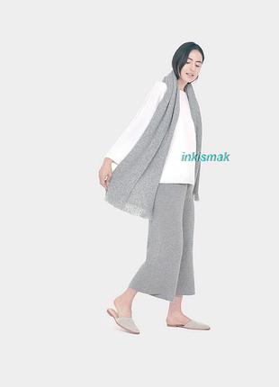 З декором довгий широкий шарф soft grey