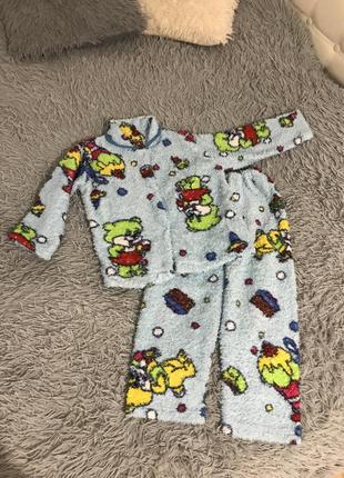 Тепла піжама тедді махрова з ведмедиками