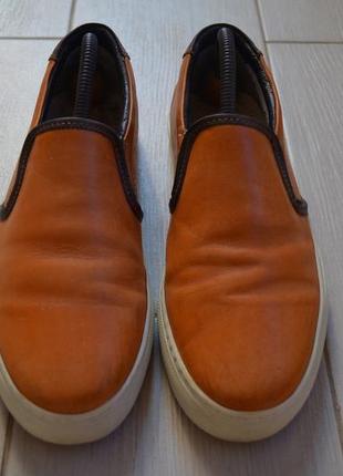 Слипоны am shoe из натуральной рыжей кожи.3 фото