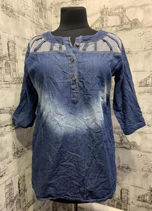 Джинсова синя блуза рубашка