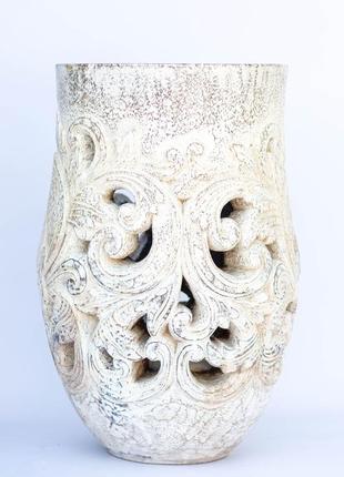 Інтер‘єрна ваза зі стовбура пальми різьблена,висота 80см.