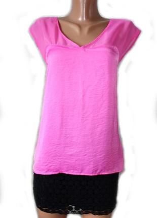 Блуза кофточка рожева комбі матеріалу: матовий шифон-жатка+напівпрозорий шифон