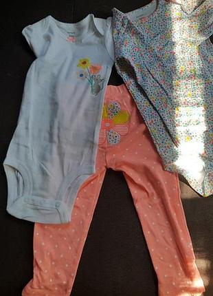 Комплект (набір: бодік з коротким/длиным рукавом, штани) на дівчинку 24 міс, carters