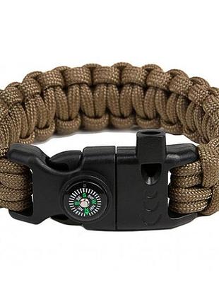 Тактичний браслет з паракорда для виживання paracord всу (зсу) 7125 койот