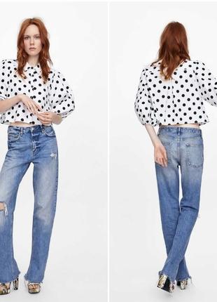 Коротка сорочка в горох вільного крою з нової колекції zara розмір xs ,l,xl