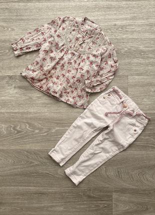 Стильний комплект на дівчинку натуральний рожевий next 86-92