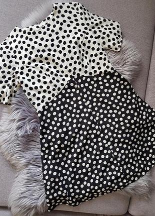 Сукня в горох, коротке плаття, плаття з коротким рукавом, сукня з короткими рукавами