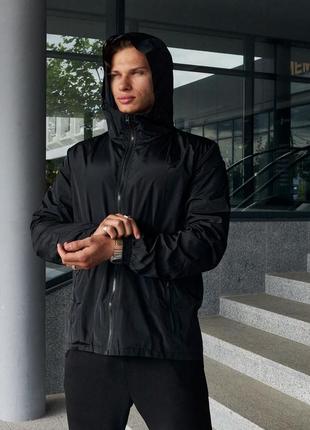 Осеняя чёрная ветровка куртка с капюшоном asos чорна осіння вітровка куртка3 фото