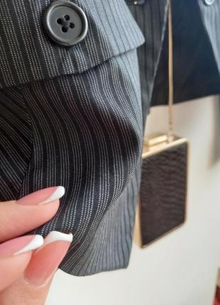 Жакет укорочений сіро-чорна смуга піджак6 фото