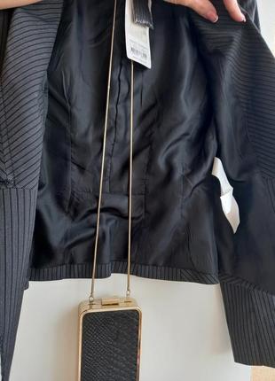 Жакет укорочений сіро-чорна смуга піджак7 фото