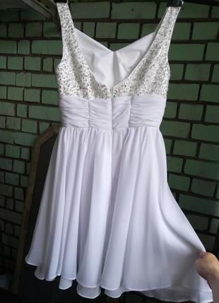 Платье выпускное вечернее или свадебное белое с пайеткамихорошего шифоновое2 фото