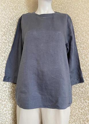 Чудова лляна блуза сіро-блакитного кольору