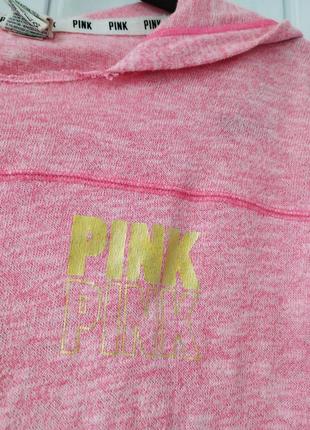 Victoria's secret рожеве худі з капюшоном і відкритою спиною pink 44, 46  розмір світшот з капюшоном туніка4 фото