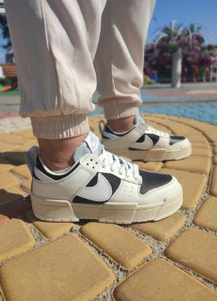 Кожаные белые кроссовки кеды nike sb dunk low disrupt білі жіночі кросівки найк сб данк