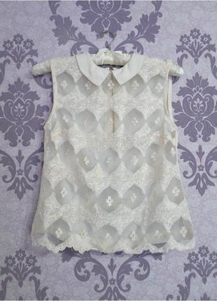 Sale пудрова мереживна блузка з замочком на спині від topshop1 фото