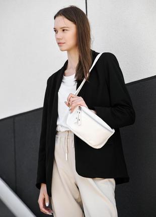 Сумка на пояс бананка ​💙💛 sambag tirso mto білий з шкіряним поясом