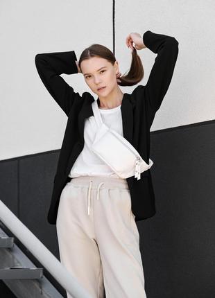 Сумка на пояс бананка ​💙💛 sambag tirso mto білий з шкіряним поясом