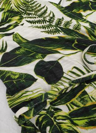 Платье с имитацией запаха✨h&m✨сарафан в тропический принт пальмовые листья6 фото