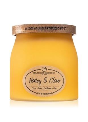 Велика ароматична свіча свічка honey & clove 🍁 об'ємна вага воску 454гр