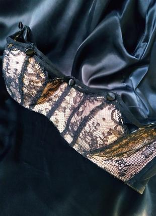 Дизайнерский бюстгальтер премиум класса chantal thomass балконет бандо франция анжелика кружево бежевый черный