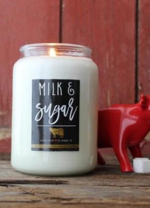 Большая свеча свечка milk & sugar від milkhouse candle co 🍁 вес воска 740гр3 фото