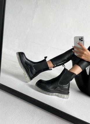 Жіночі ботінки  bottega veneta black sole флис женские ботинки ботега венета