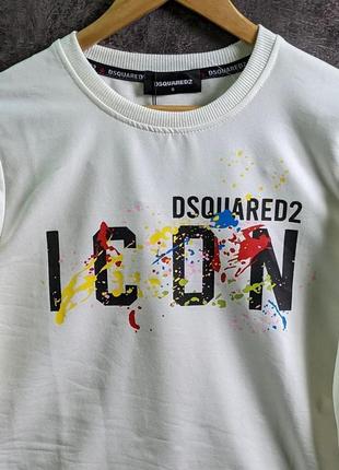 Світшот чоловічий з принтом dsquared білий чорний туреччина світшот кофта чоловічий дискваред білий2 фото