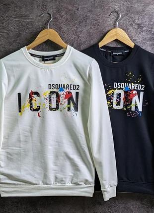 Світшот чоловічий з принтом dsquared білий чорний туреччина світшот кофта чоловічий дискваред білий8 фото