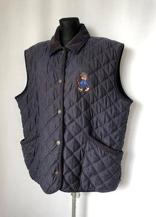 Винтаж стеганая жилетка синяя на кнопках