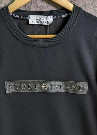 Свитшот мужской с принтом stone island хаки черный турция світшот кофта чоловічий стон исланд хакі2 фото