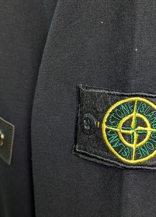 Свитшот мужской с принтом stone island хаки черный турция світшот кофта чоловічий стон исланд хакі3 фото