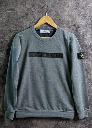 Свитшот мужской с принтом stone island хаки черный турция світшот кофта чоловічий стон исланд хакі6 фото