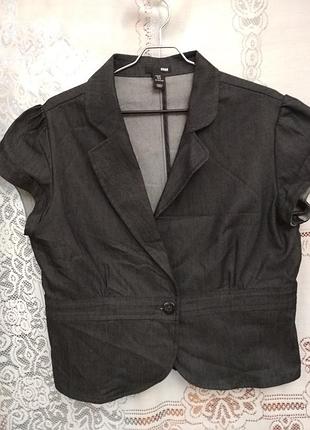 Трендовий джинсовий піджак-безрукавка жакет h&amp;m р.16 46 на 175/104а