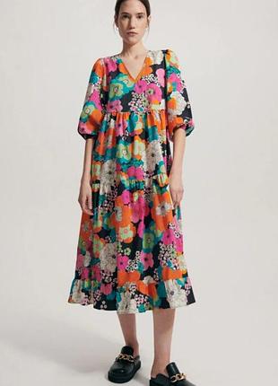 Акция! натуральное мтди платье в цветочный принт.