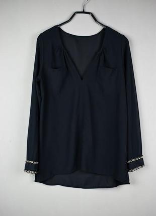 Черная шифоновая блуза   сорочка рубашка