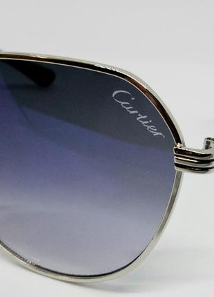 Cartier стильные брендовые солнцезащитные очки унисекс серо фиолетовый градиент3 фото